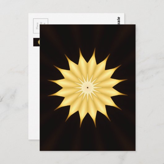 Kaleidoscope Design Bright Yellow Star Briefkaart (Voorkant / Achterkant)