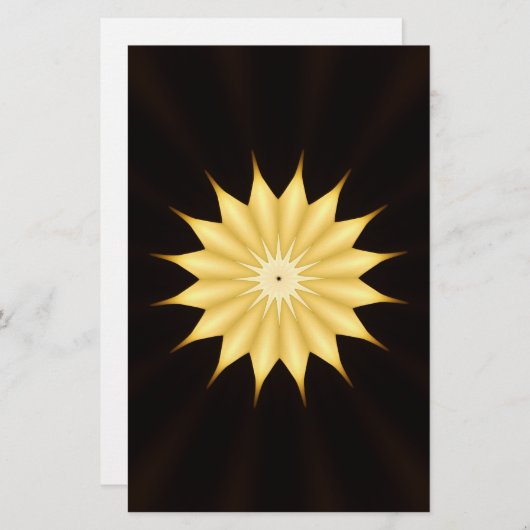 Kaleidoscope Design Bright Yellow Star Briefpapier (Voorkant / Achterkant)