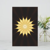 Kaleidoscope Design Bright Yellow Star Briefpapier (Staand voorkant)