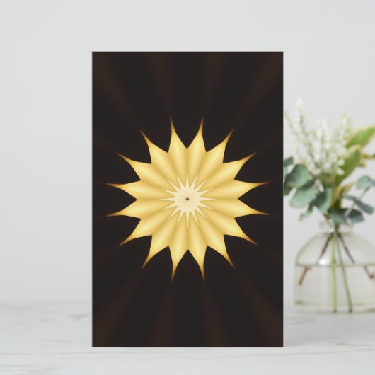 Kaleidoscope Design Bright Yellow Star Briefpapier (Staand voorkant)