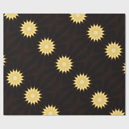 Kaleidoscope Design Bright Yellow Star Cadeaupapier (Vlak)