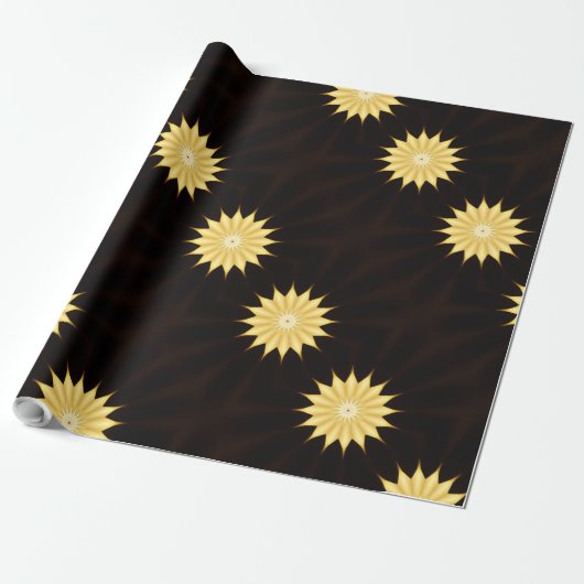 Kaleidoscope Design Bright Yellow Star Cadeaupapier (Uitgerold)