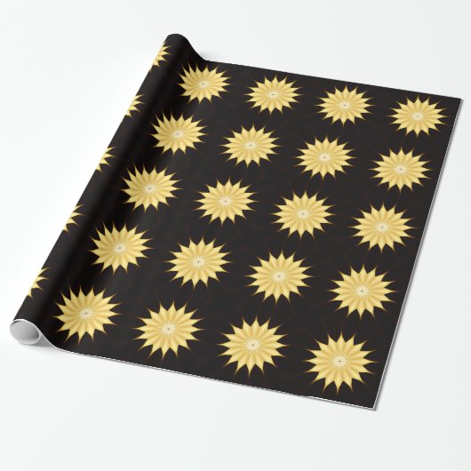 Kaleidoscope Design Bright Yellow Star Cadeaupapier (Uitgerold)