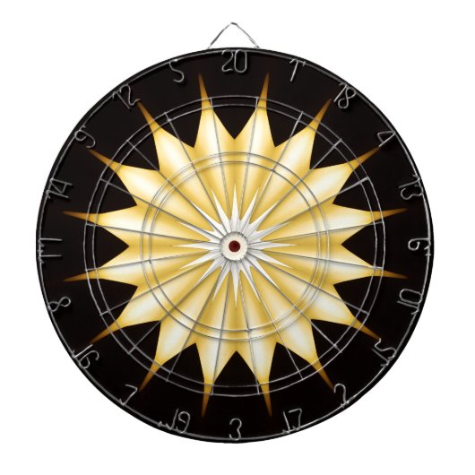 Kaleidoscope Design Bright Yellow Star Dartbord (Voorkant)