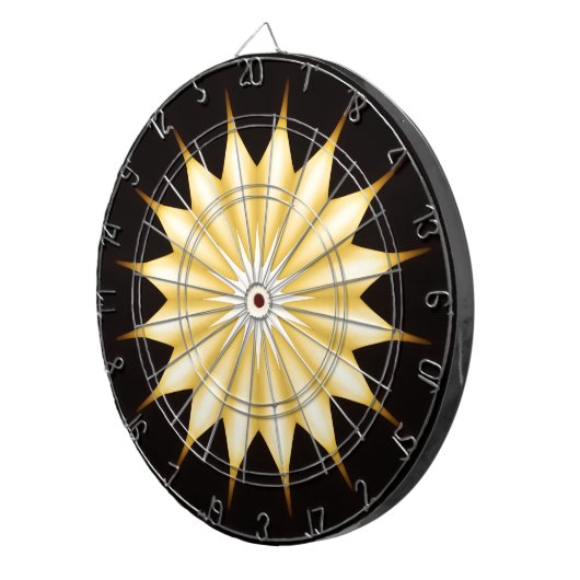 Kaleidoscope Design Bright Yellow Star Dartbord (Voorkant Rechts)