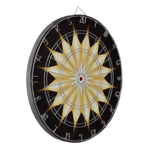 Kaleidoscope Design Bright Yellow Star Dartbord (Voorkant Links)