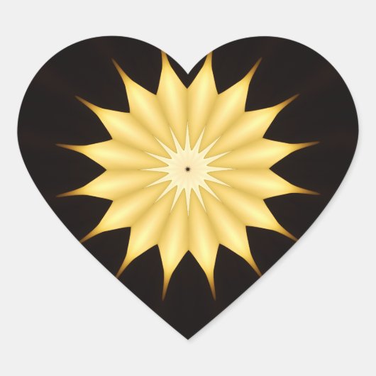 Kaleidoscope Design Bright Yellow Star Hart Sticker (Voorkant)