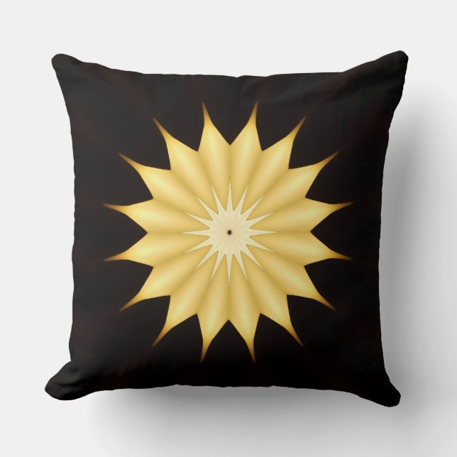 Kaleidoscope Design Bright Yellow Star Kussen (Voorkant)