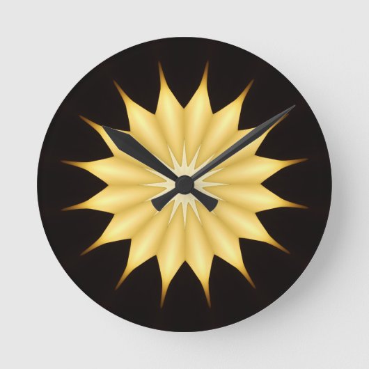 Kaleidoscope Design Bright Yellow Star Ronde Klok (Voorkant)