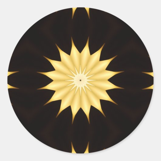 Kaleidoscope Design Bright Yellow Star Ronde Sticker (Voorkant)