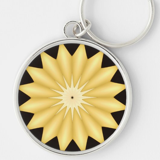 Kaleidoscope Design Bright Yellow Star Sleutelhanger (Voorkant)