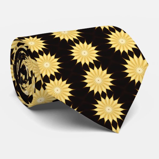 Kaleidoscope Design Bright Yellow Star Stropdas (Opgerold)