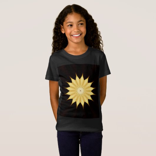 Kaleidoscope Design Bright Yellow Star T-shirt (Voorkant volledig)