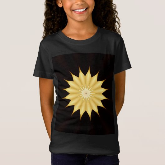 Kaleidoscope Design Bright Yellow Star T-shirt (Voorkant)