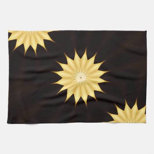 Kaleidoscope Design Bright Yellow Star Theedoek (Horizontaal)