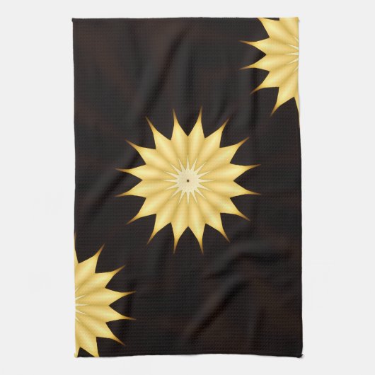 Kaleidoscope Design Bright Yellow Star Theedoek (Verticaal)