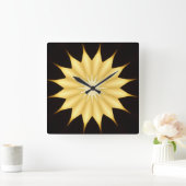 Kaleidoscope Design Bright Yellow Star Vierkante Klok (Huis)
