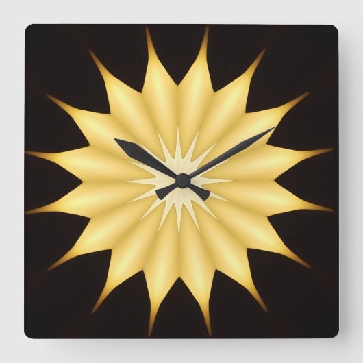 Kaleidoscope Design Bright Yellow Star Vierkante Klok (Voorkant)