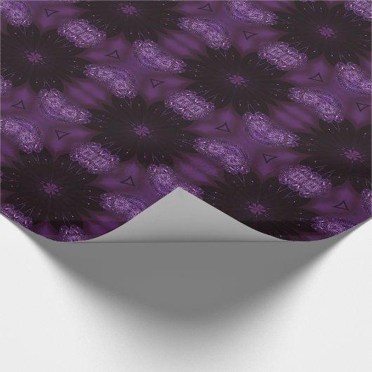 Kaleidoscope Design Chic Elegant Shiny Paars Cadeaupapier (Hoek)