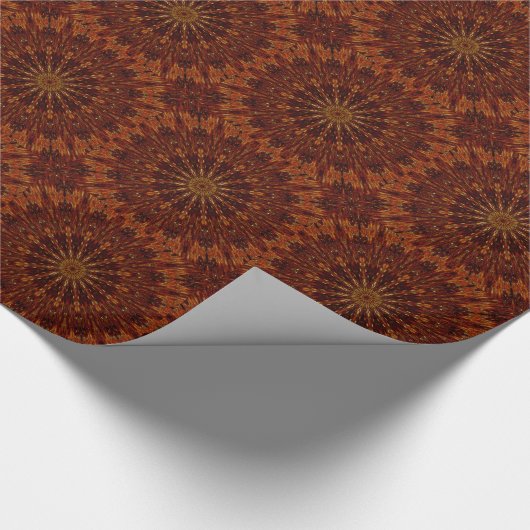 Kaleidoscope Design Dark Brown Floral Pattern Cadeaupapier (Hoek)