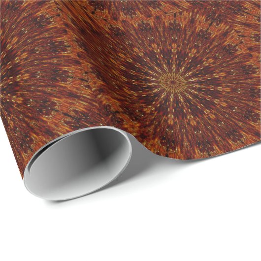 Kaleidoscope Design Dark Brown Floral Pattern Cadeaupapier (Rol Hoek)