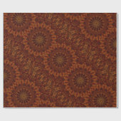 Kaleidoscope Design Dark Brown Floral Pattern Cadeaupapier (Vlak)