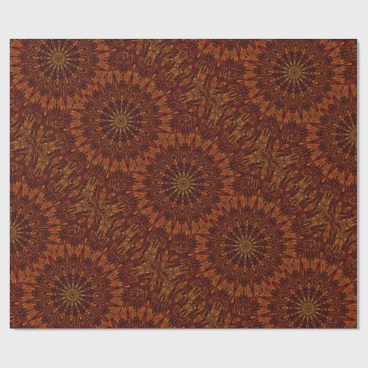 Kaleidoscope Design Dark Brown Floral Pattern Cadeaupapier (Vlak)