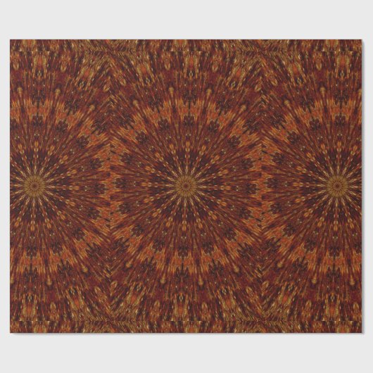 Kaleidoscope Design Dark Brown Floral Pattern Cadeaupapier (Vlak)