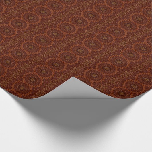 Kaleidoscope Design Dark Brown Floral Pattern Cadeaupapier (Hoek)