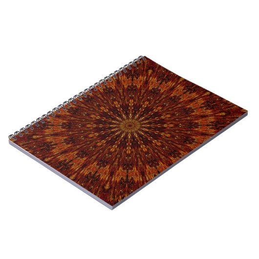 Kaleidoscope Design Dark Brown Floral Pattern Notitieboek (Linkerzijde)