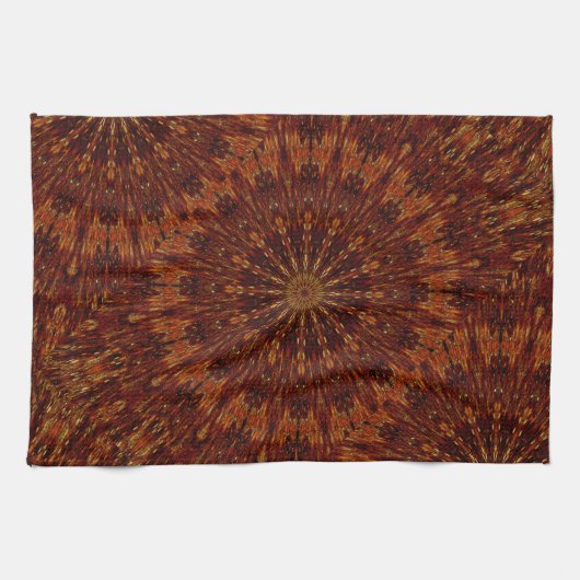 Kaleidoscope Design Dark Brown Floral Pattern Theedoek (Horizontaal)