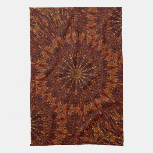 Kaleidoscope Design Dark Brown Floral Pattern Theedoek (Verticaal)