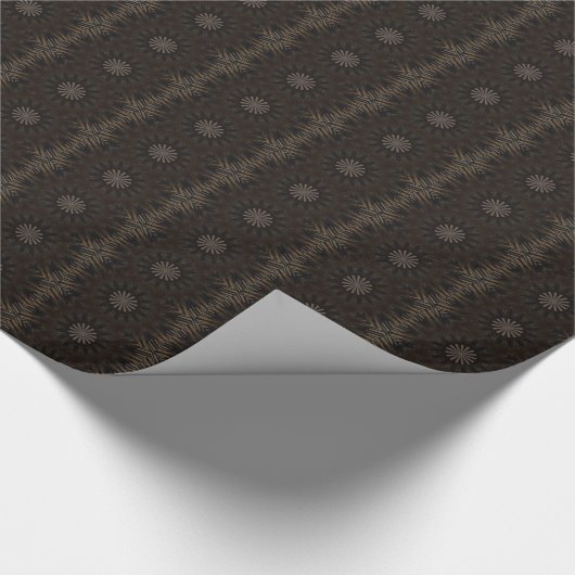 Kaleidoscope Design Dark Brown Rustic Floral Cadeaupapier (Hoek)