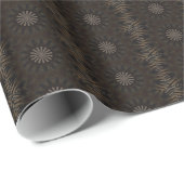 Kaleidoscope Design Dark Brown Rustic Floral Cadeaupapier (Rol Hoek)