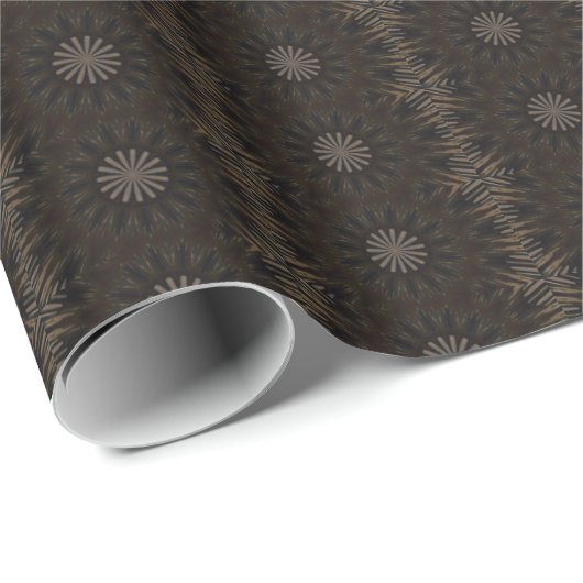 Kaleidoscope Design Dark Brown Rustic Floral Cadeaupapier (Rol Hoek)