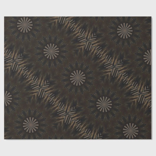 Kaleidoscope Design Dark Brown Rustic Floral Cadeaupapier (Vlak)