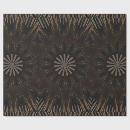Kaleidoscope Design Dark Brown Rustic Floral Cadeaupapier (Vlak)
