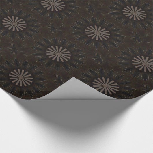 Kaleidoscope Design Dark Brown Rustic Floral Cadeaupapier (Hoek)