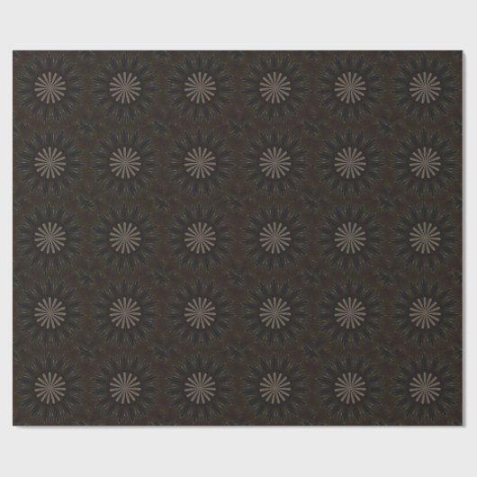 Kaleidoscope Design Dark Brown Rustic Floral Cadeaupapier (Vlak)