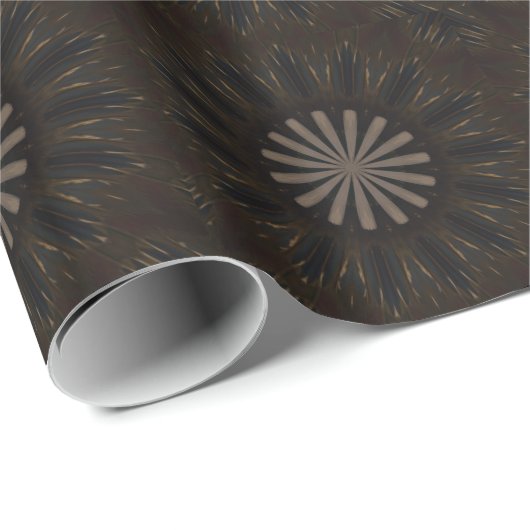 Kaleidoscope Design Dark Brown Rustic Floral Cadeaupapier (Rol Hoek)