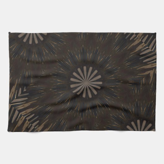 Kaleidoscope Design Dark Brown Rustic Floral Theedoek (Horizontaal)