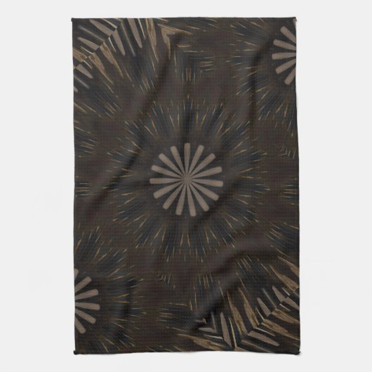 Kaleidoscope Design Dark Brown Rustic Floral Theedoek (Verticaal)