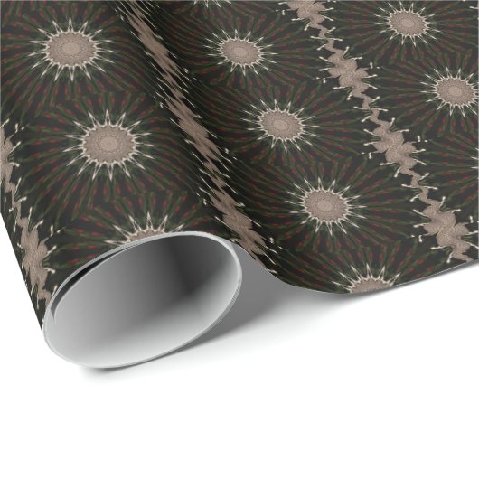 Kaleidoscope Design Dark Green Red Brown Cadeaupapier (Rol Hoek)