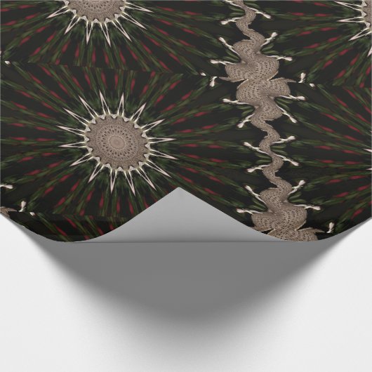 Kaleidoscope Design Dark Green Red Brown Cadeaupapier (Hoek)