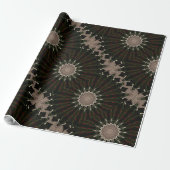 Kaleidoscope Design Dark Green Red Brown Cadeaupapier (Uitgerold)