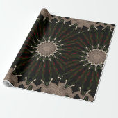 Kaleidoscope Design Dark Green Red Brown Cadeaupapier (Uitgerold)