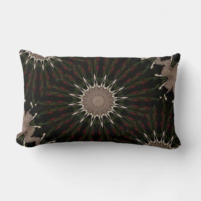 Kaleidoscope Design Dark Green Red Brown Kussen (Voorkant)