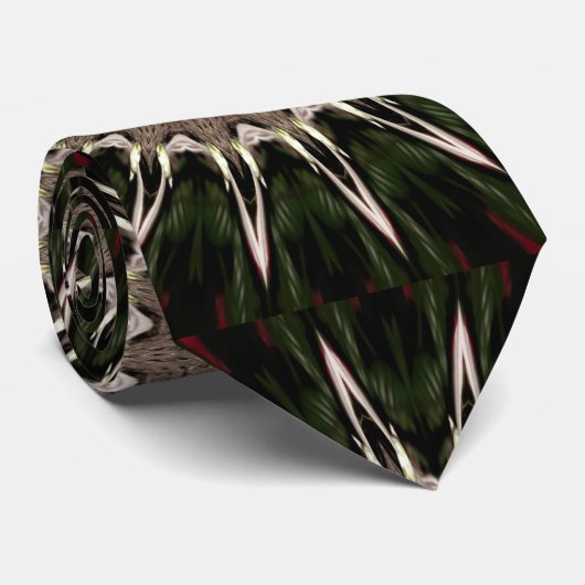 Kaleidoscope Design Dark Green Red Brown Stropdas (Opgerold)