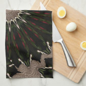 Kaleidoscope Design Dark Green Red Brown Theedoek (Quarter Fold)