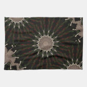 Kaleidoscope Design Dark Green Red Brown Theedoek (Horizontaal)